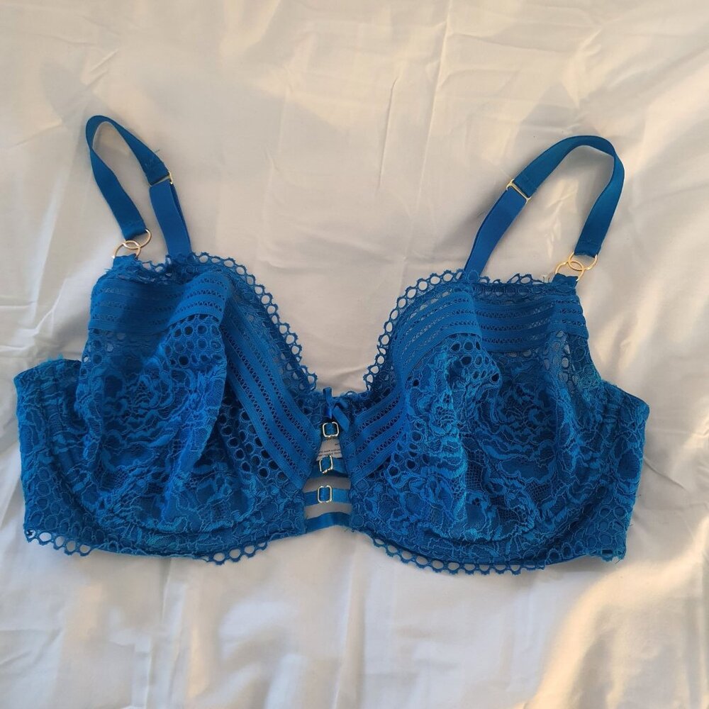 Cacique Teal Bra Sz 40DD Unlined Balconette Lace‎ Lane Bryant Juniors Girls